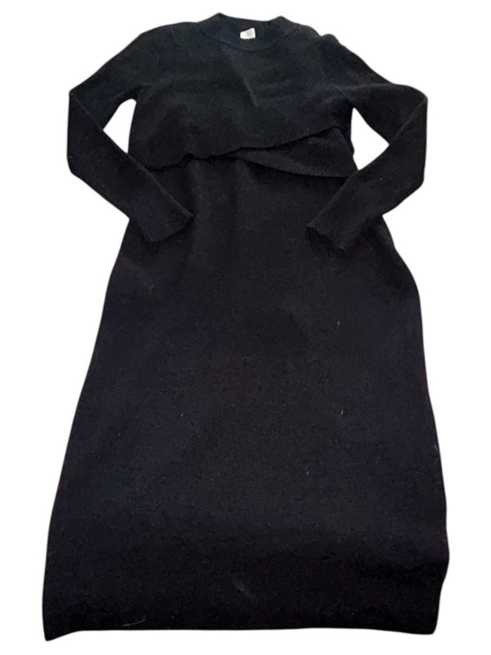 Joie 2-Piece Black Ribbed Knit Sweater Dress Fitted L EUC